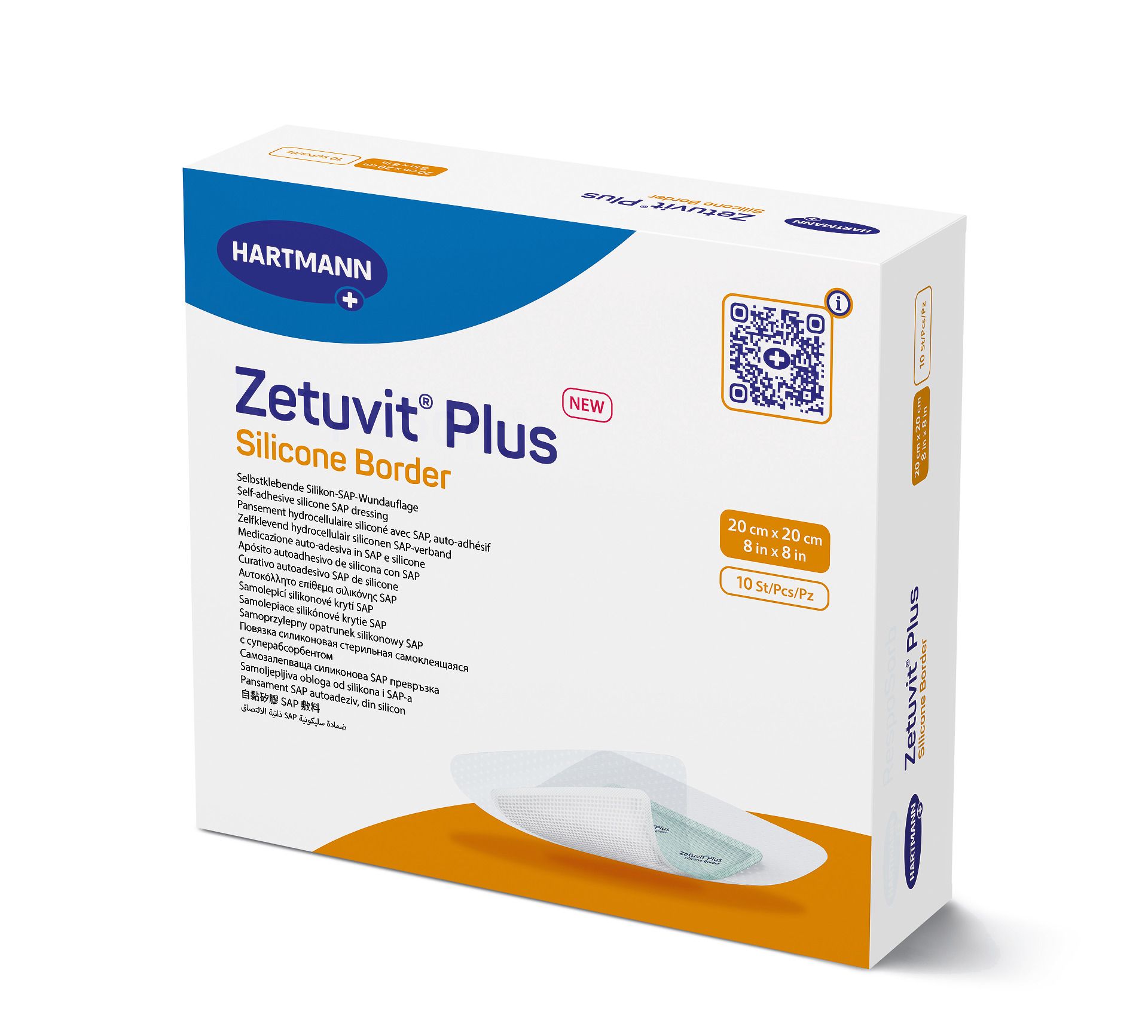 ZETUVIT Plus Silicone Border 20x20 cm